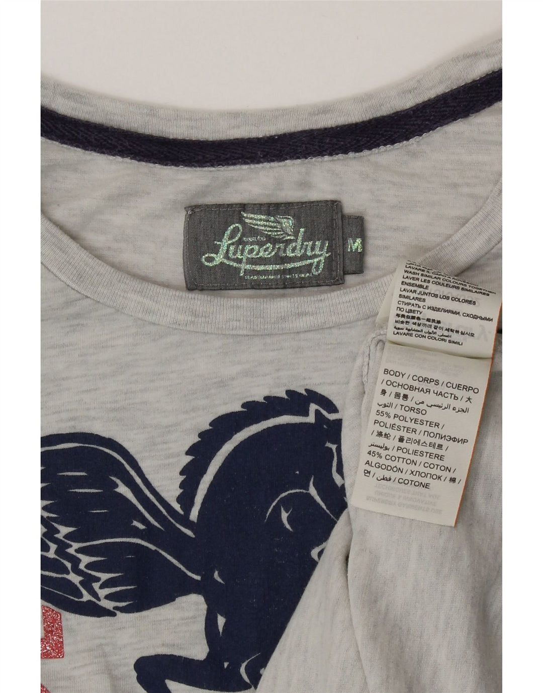 Tricou grafic Superdry pentru femei Top UK 12 Medium Gri Pete Polyester