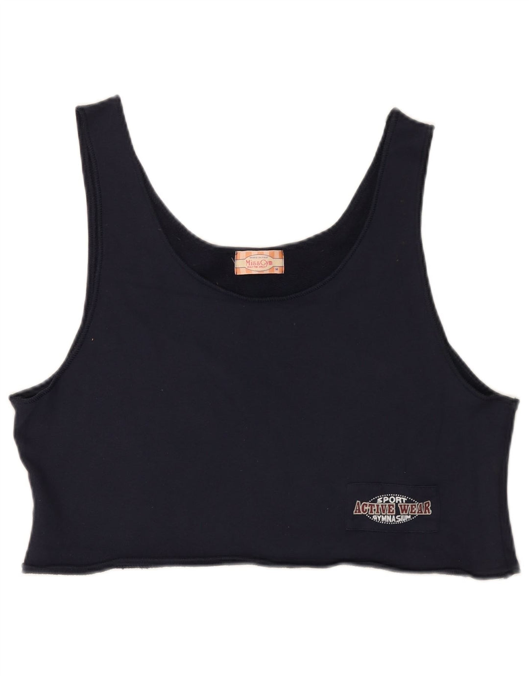 Vest Crop Vintage pentru femei UK 14 Medium Bleumarin Bumbac