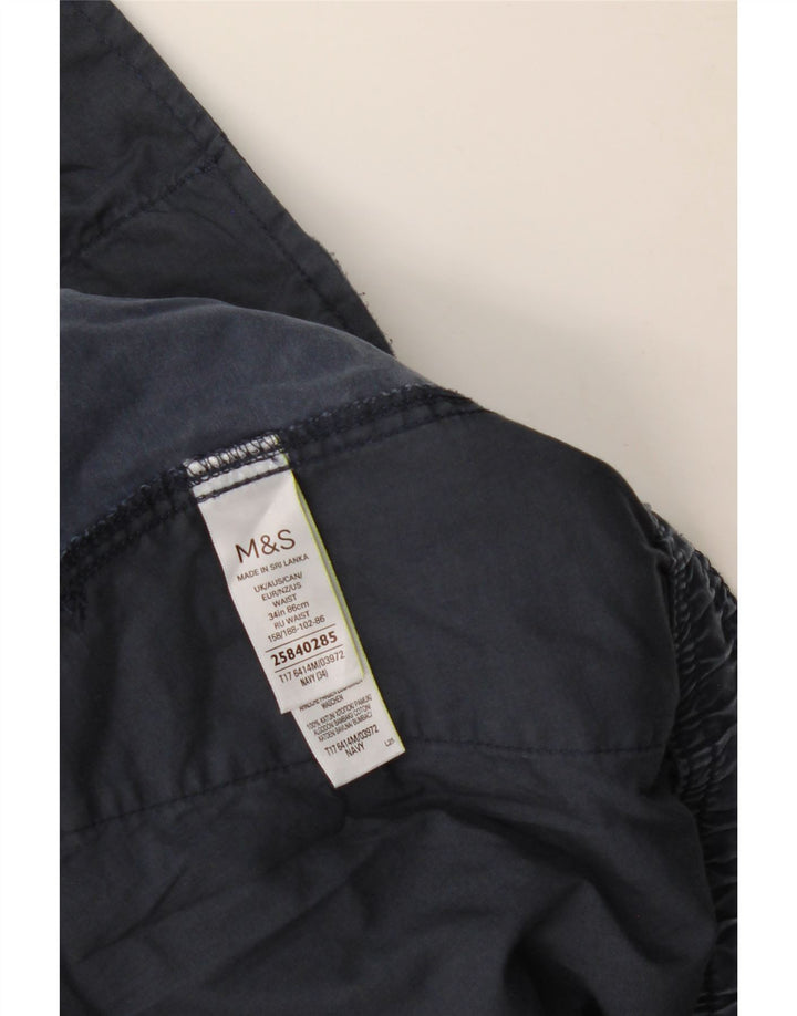 MARKS & SPENCER Pantaloni scurți cargo pentru bărbați W34 mari, bumbac bleumarin