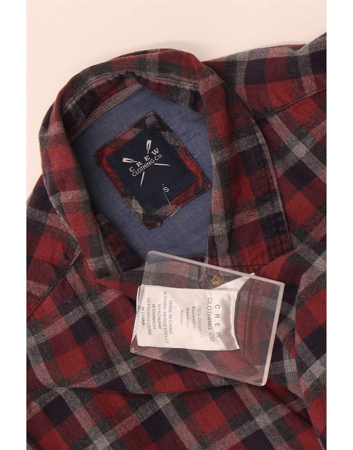 Crew Clothing Cămașă de flanel pentru bărbați, bumbac cu carouri mici, roșii