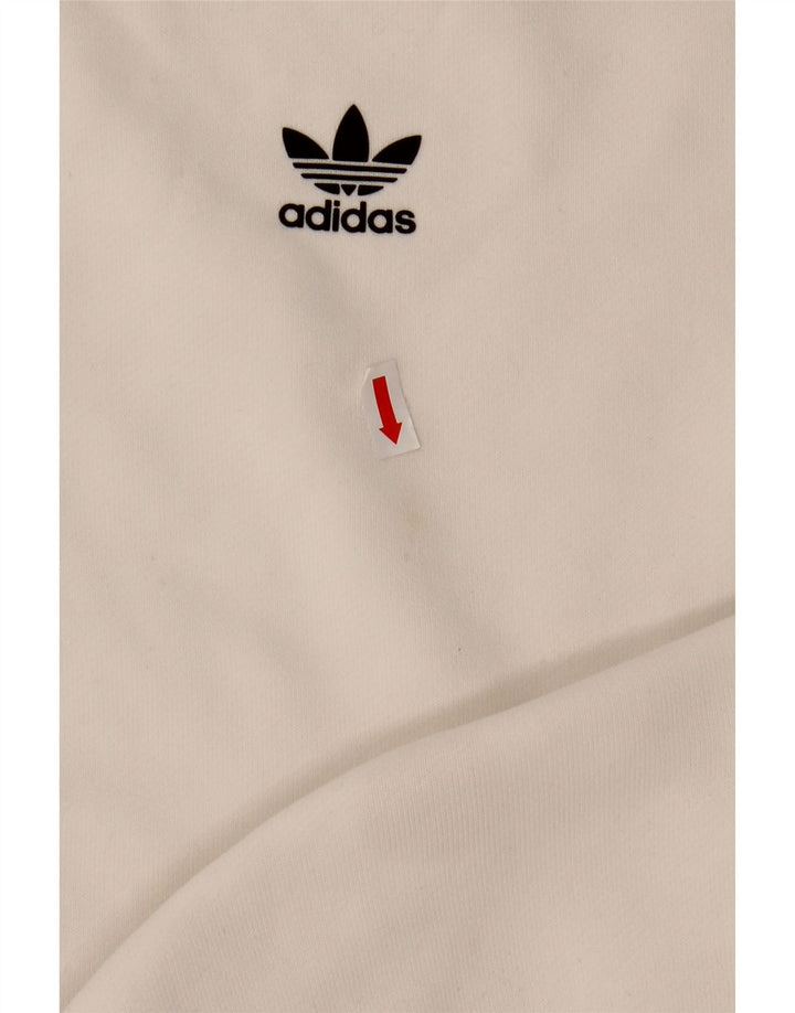 ADIDAS Pulover cu grafic supradimensionat pentru femei UK 8 Bumbac alb mic