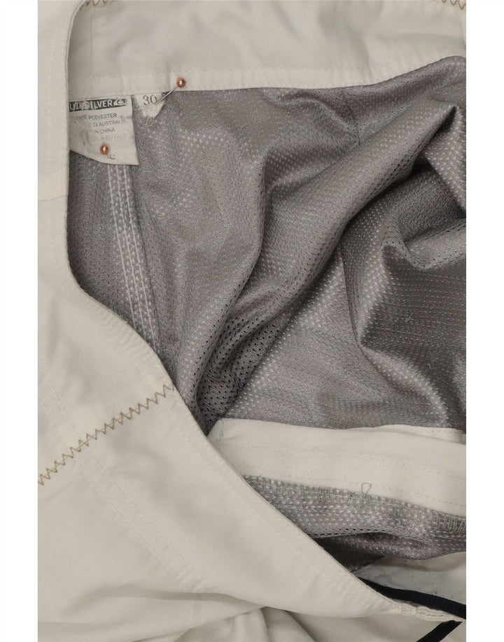 Pantaloni scurți de înot grafic Quiksilver pentru bărbați, poliester alb mediu