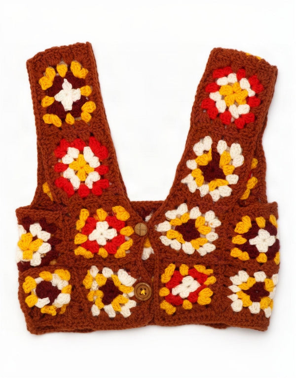 Crop top fără mâneci vintage pentru femei UK 10 mic multicolor geometric