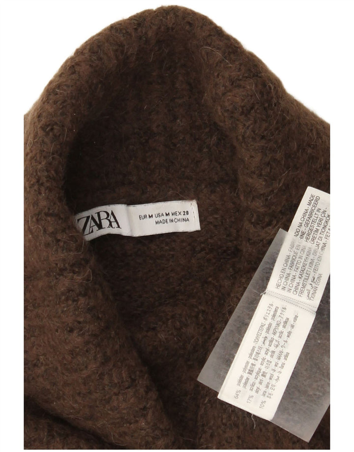 Pulover de damă Zara cu gât rulat, pulover UK 14 Poliester maro mediu
