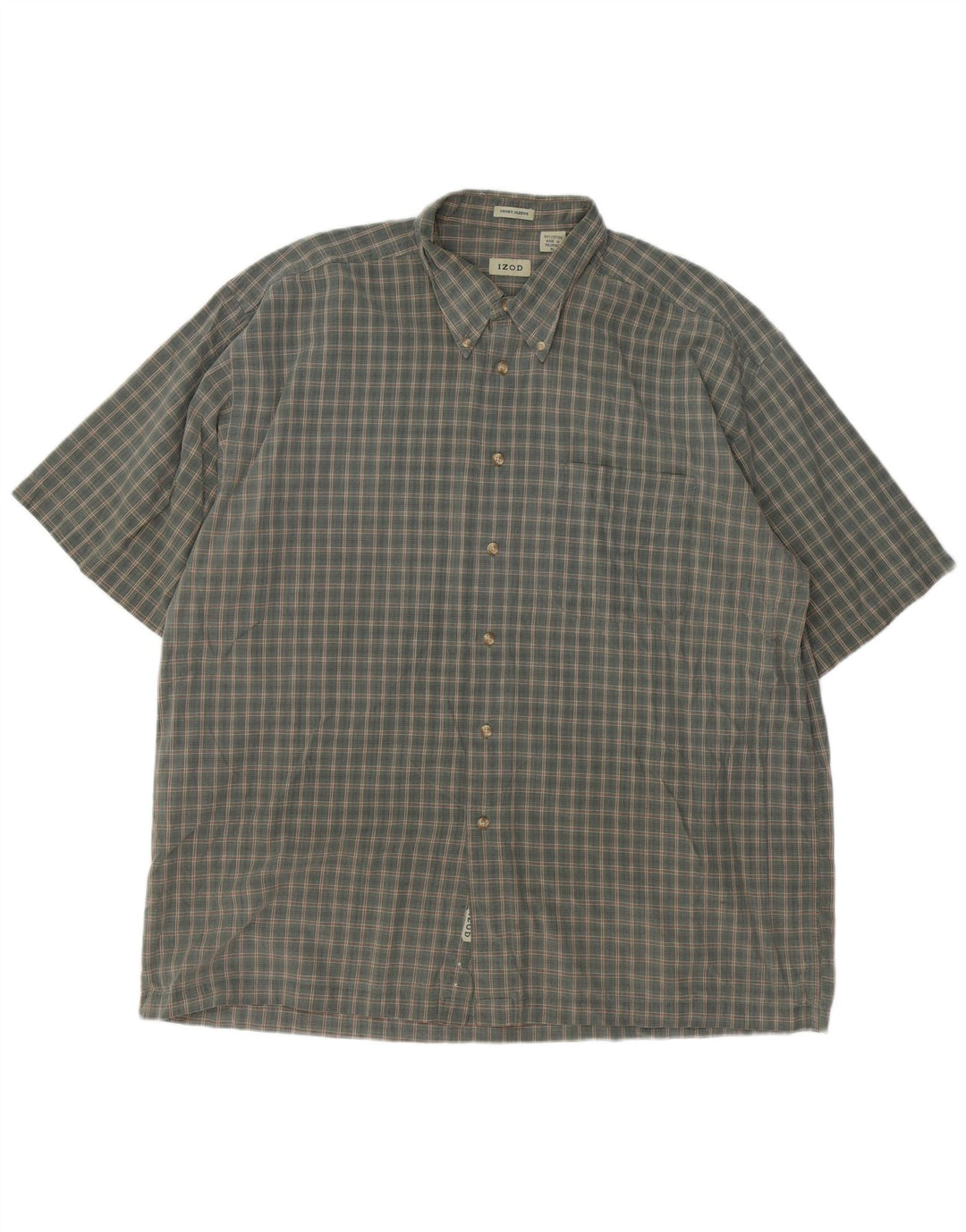 Cămașă cu mânecă scurtă pentru bărbați IZOD, bumbac XL Kaki Check