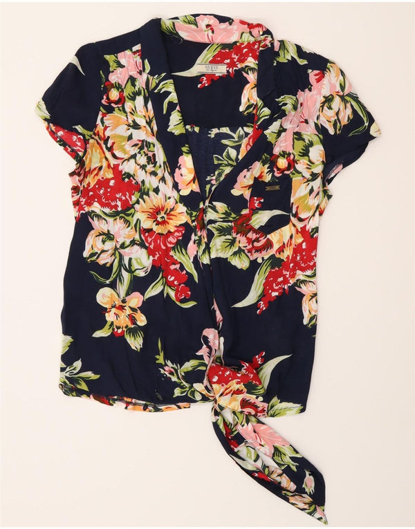 Bluză cămașă cu mânecă scurtă pentru femei Guess UK 10 Mic albastru marin Floral