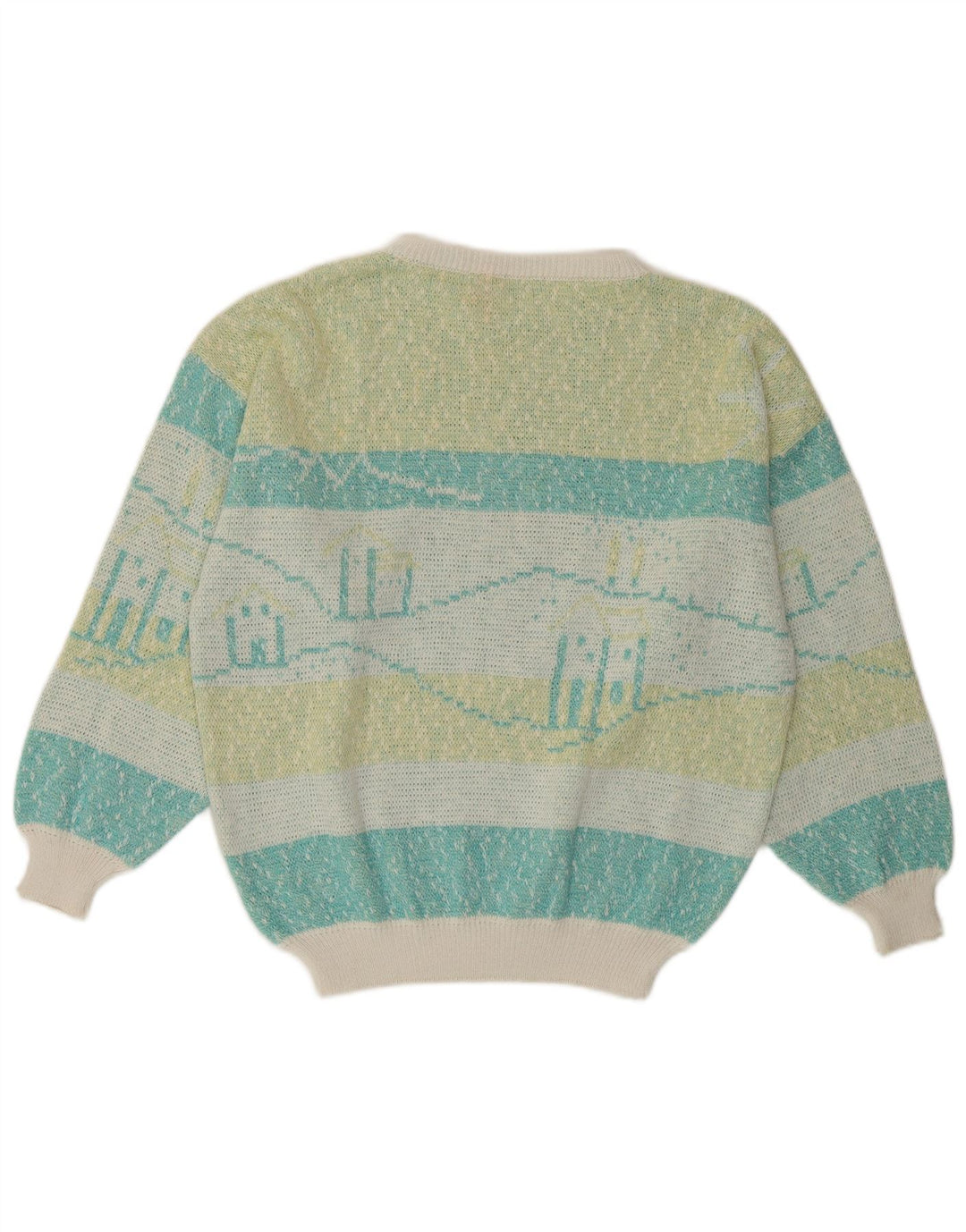 VINTAGE Pulover cu gât de barcă pentru femei UK 16, mare, cu dungi multicolore