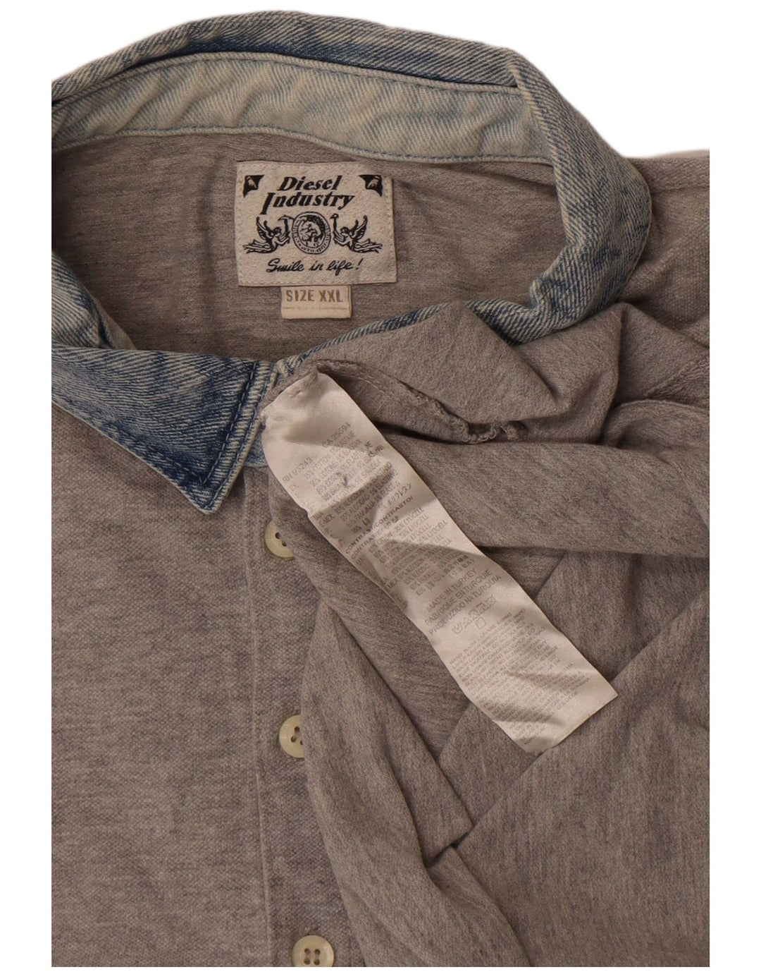 Cămașă polo pentru bărbați Diesel 2XL, bumbac color bloc, gri