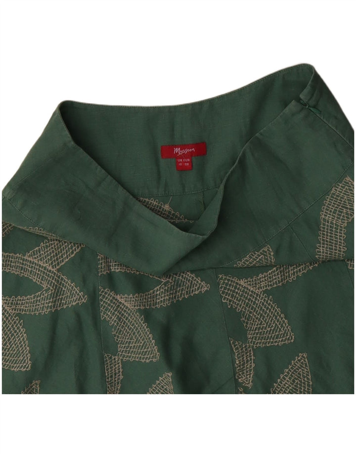 MONSOON Fustă în formă de A cu talie joasă pentru femei UK 10 Small W32 Bumbac floral verde