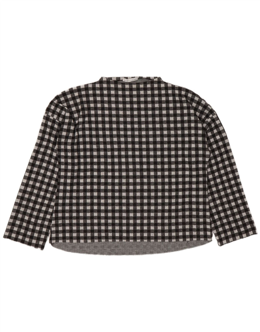 Top supradimensionat pentru femei Zara cu mânecă lungă Trafaluc UK 10 Mic Negru Vichy