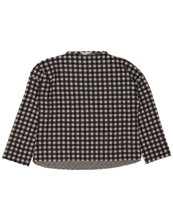 Top supradimensionat pentru femei Zara cu mânecă lungă Trafaluc UK 10 Mic Negru Vichy