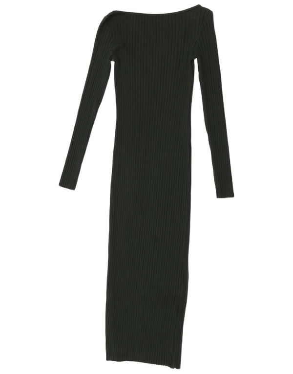 Rochie bodycon cu mânecă lungă pentru femei Zara UK 8, bumbac verde mic
