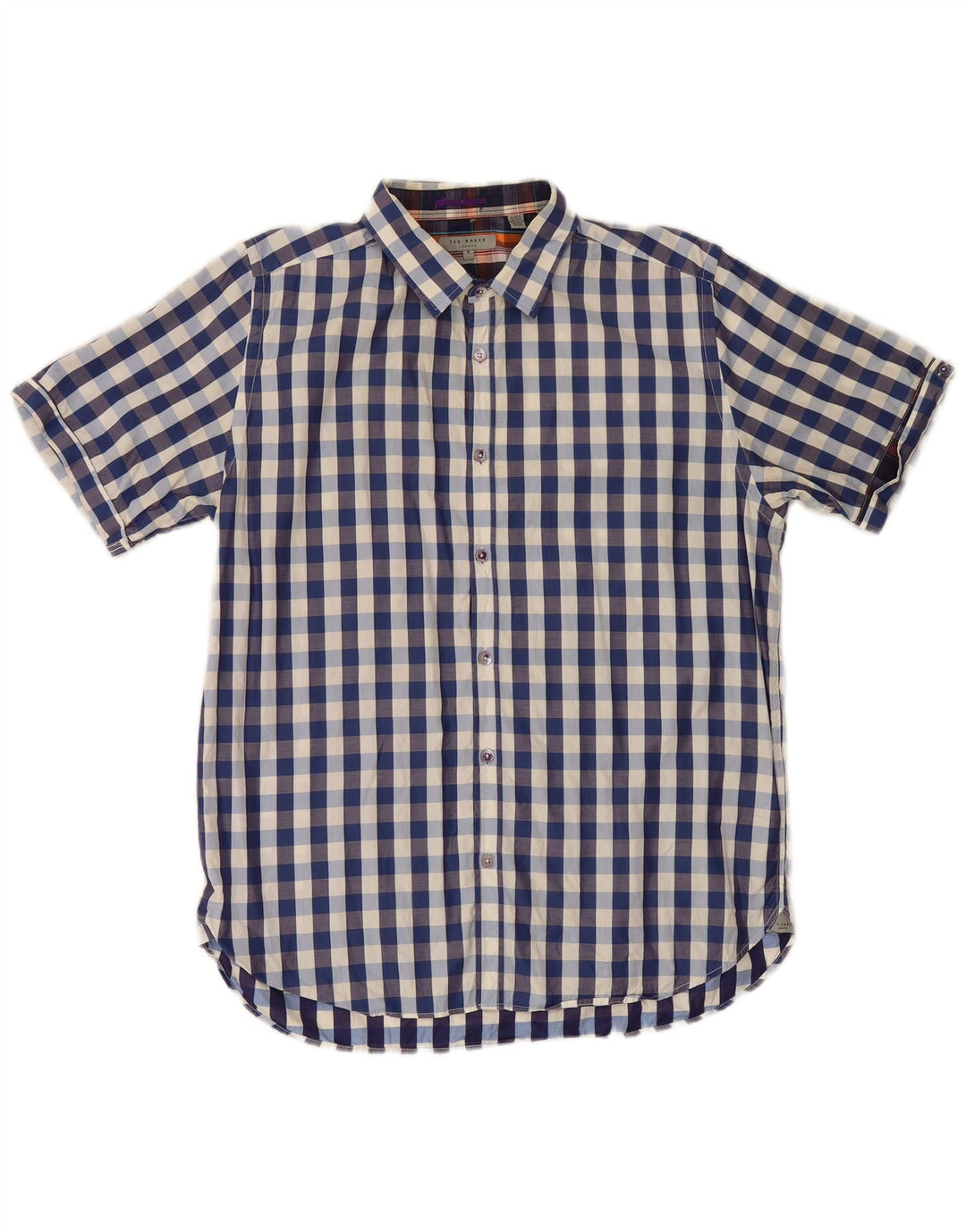 Cămașă cu mânecă scurtă pentru bărbați Ted Baker Mărimea 5 XL Bumbac cu carouri bleumarin