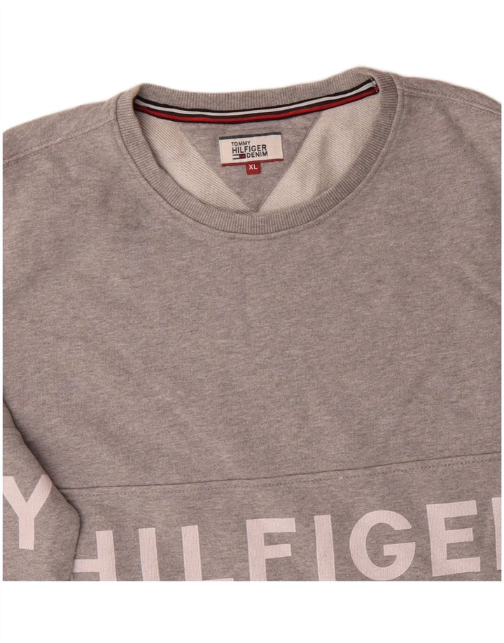 TOMMY HILFIGER Hanorac grafic pentru bărbați Pulover XL bumbac gri