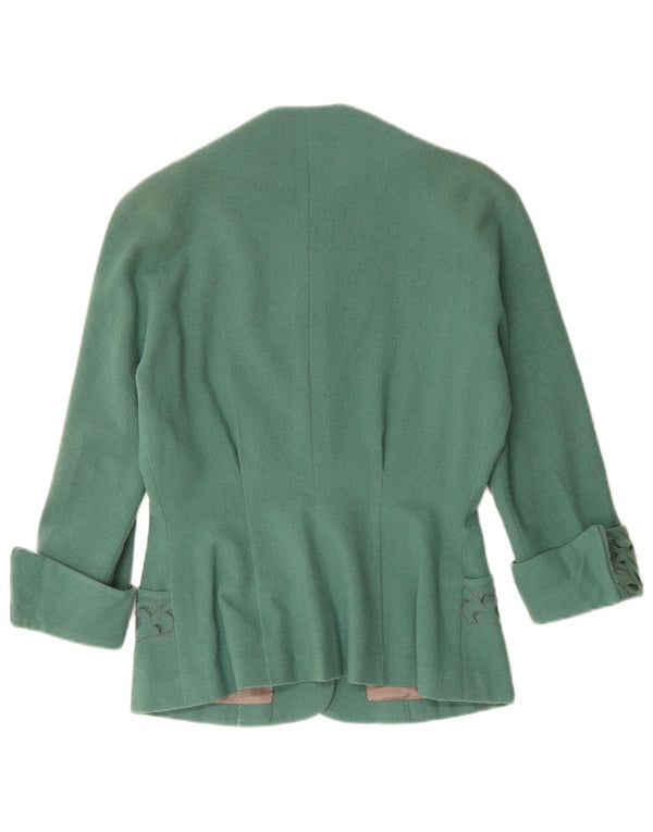 Jachetă Blazer Vintage pentru femei cu 3 nasturi UK 12 Medium Green Paisley