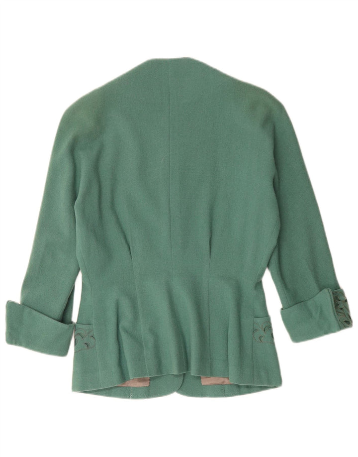 Jachetă Blazer Vintage pentru femei cu 3 nasturi UK 12 Medium Green Paisley