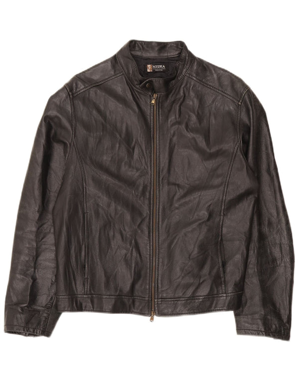 Geaca de piele vintage pentru barbati IT 48 Medium Black Leather