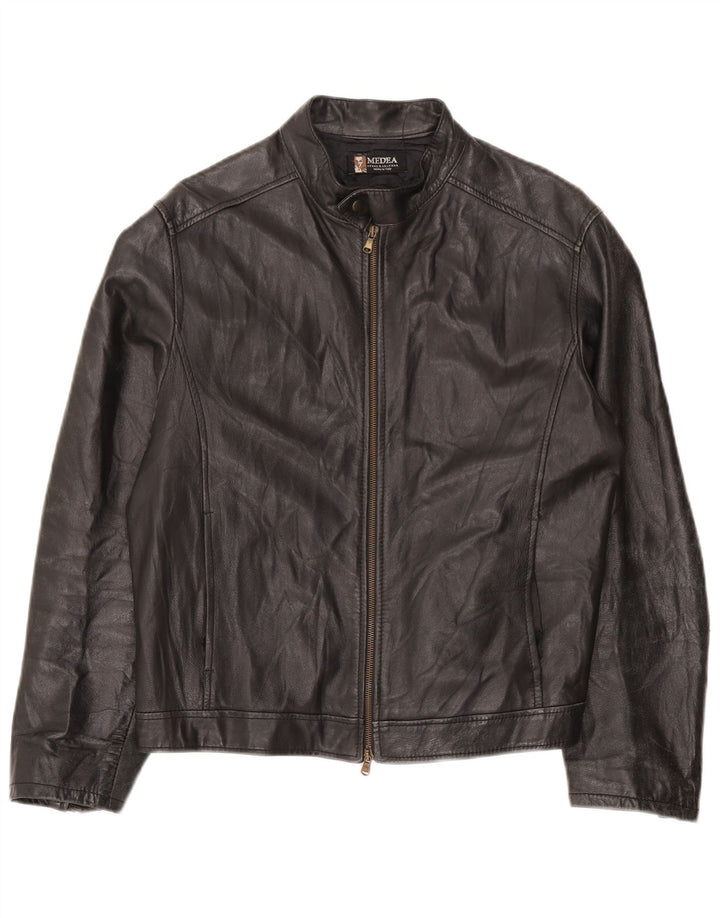 Geaca de piele vintage pentru barbati IT 48 Medium Black Leather
