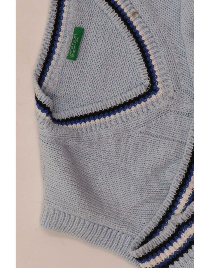 Benetton Boys Vest Tank Top 7-8 Ani Blue Striped