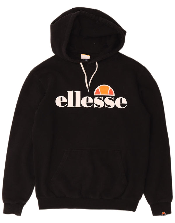 Pulover cu glugă cu grafic pentru femei Ellesse UK 12, bumbac mediu negru