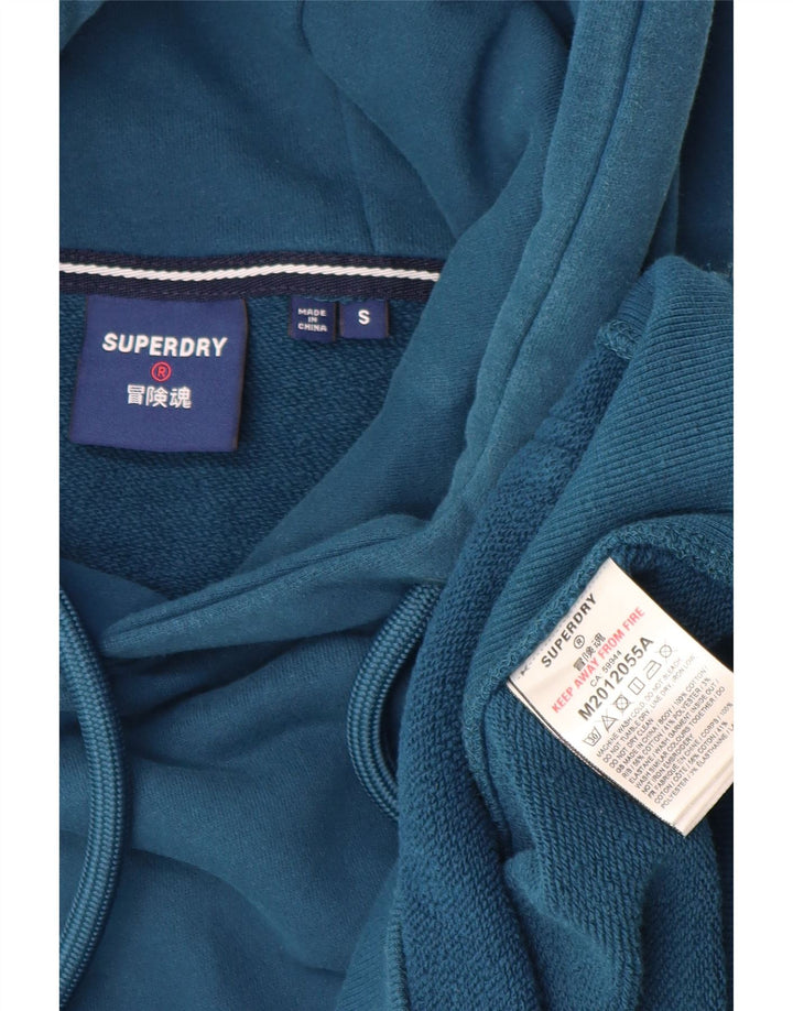 SUPERDRY Pulover cu glugă cu grafic pentru bărbați, bumbac mic, albastru