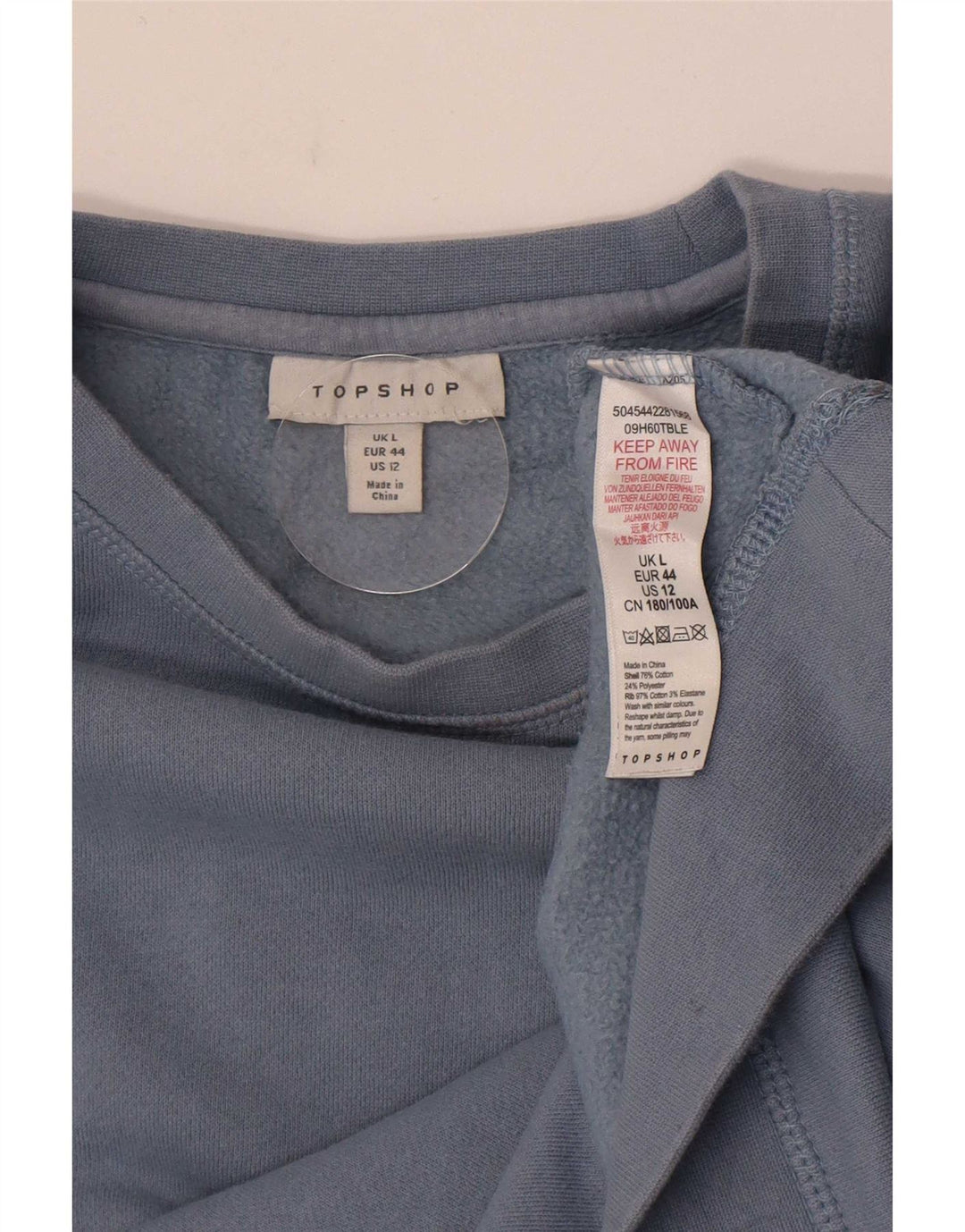 Pulover supradimensionat pentru femei Topshop UK 16, mare, albastru, bumbac
