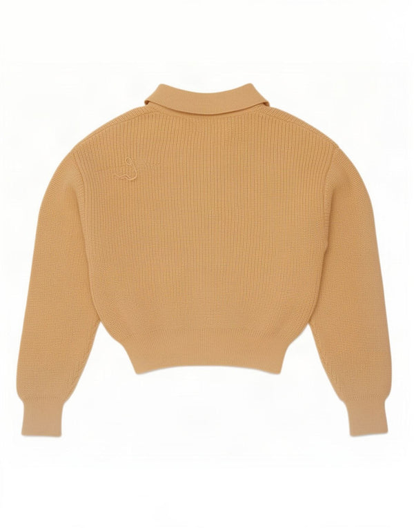 Zara Boys Crop Polo Neck Jumper Sweater 13-14 Years Yellow Polyester