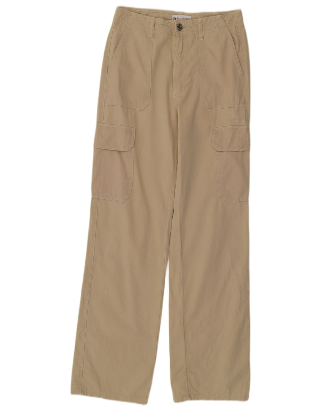 Pantaloni cargo drepti pentru femei cu talie înaltă ZARA EU 34 2XS W24 L31 verde