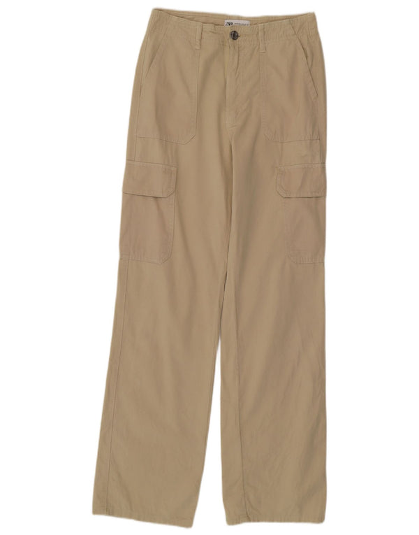 Pantaloni cargo drepti pentru femei cu talie înaltă ZARA EU 34 2XS W24 L31 verde