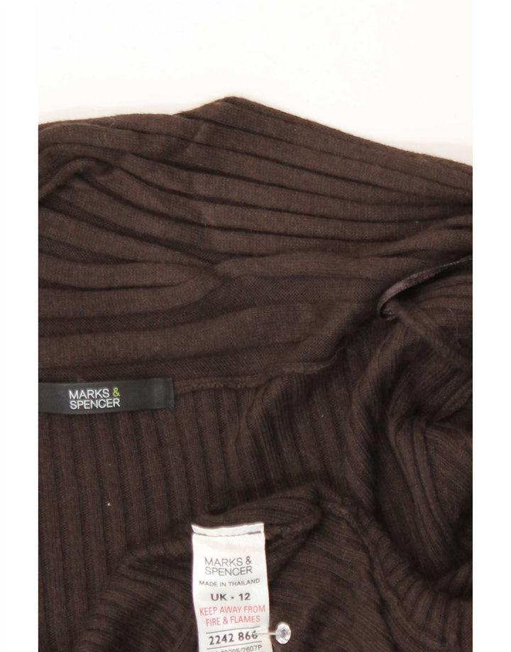 Marks & Spencer Pulover cardigan deschis asimetric pentru femei UK 12 Maro mediu