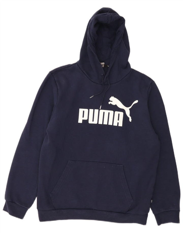 Pulover pentru bărbați Puma Graphic Hoodie Jumper mediu din bumbac bleumarin