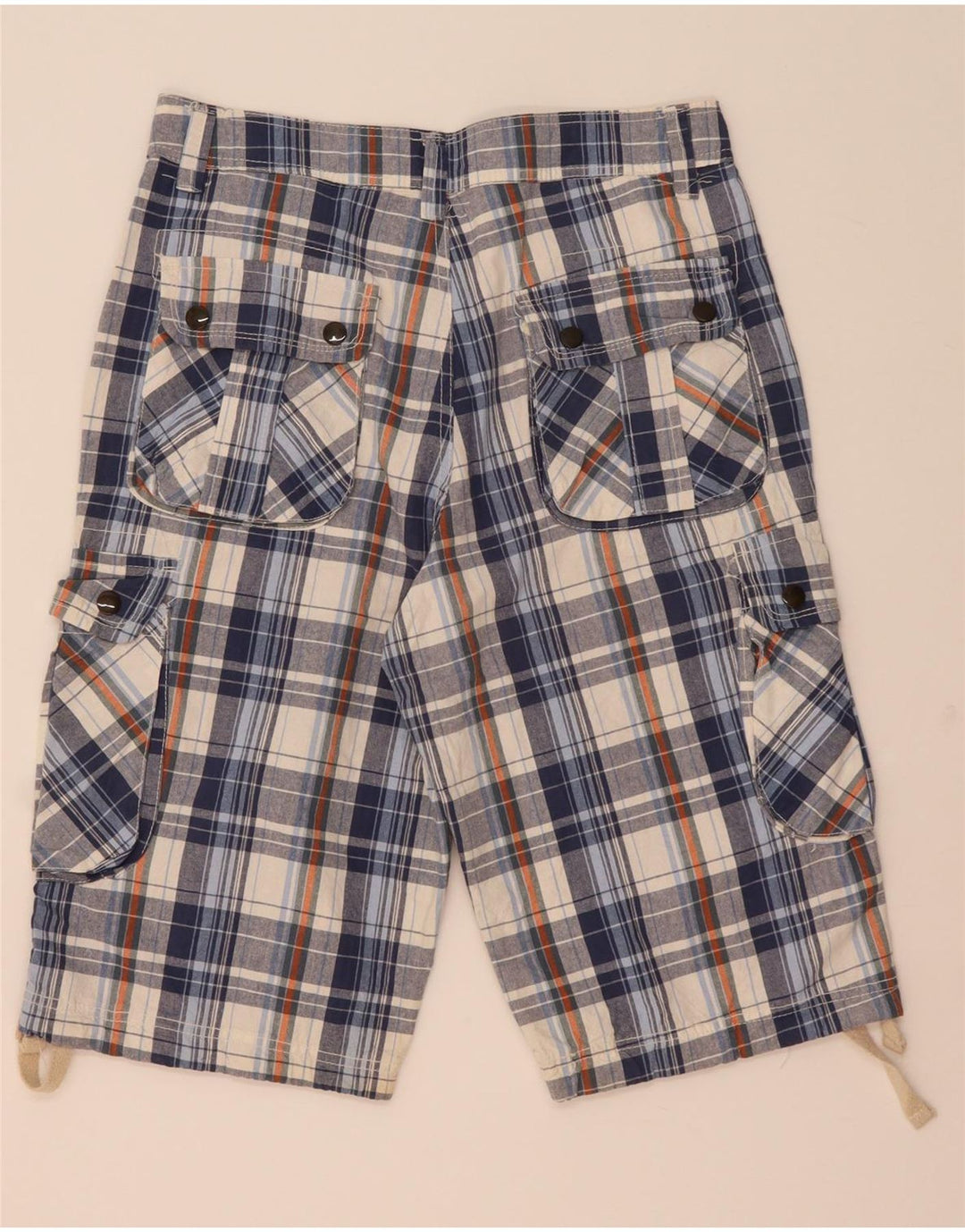 Pantaloni scurți cargo vintage pentru bărbați W34 Large Blue Check