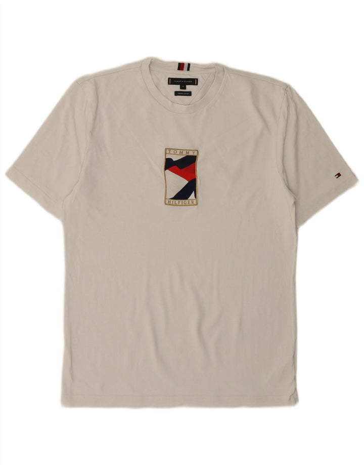 TOMMY HILFIGER Tricou grafic pentru bărbați Top mediu din bumbac alb