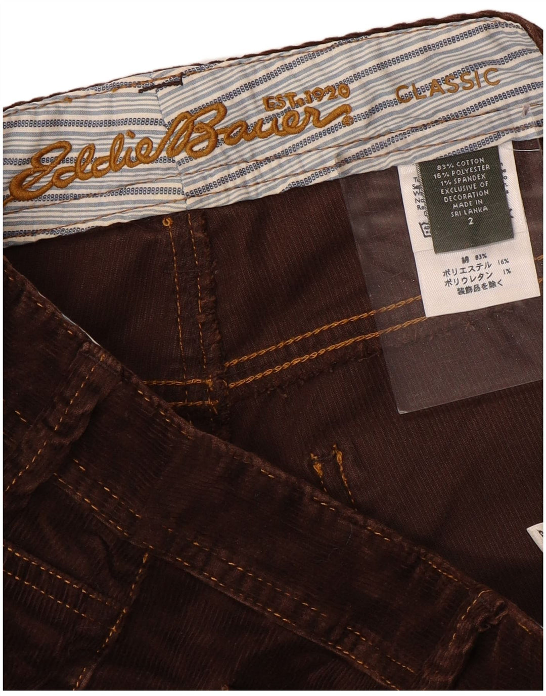 Eddie Bauer Pantaloni pentru femei Bootcut din velur US 2 XS W30 L30 maro bumbac