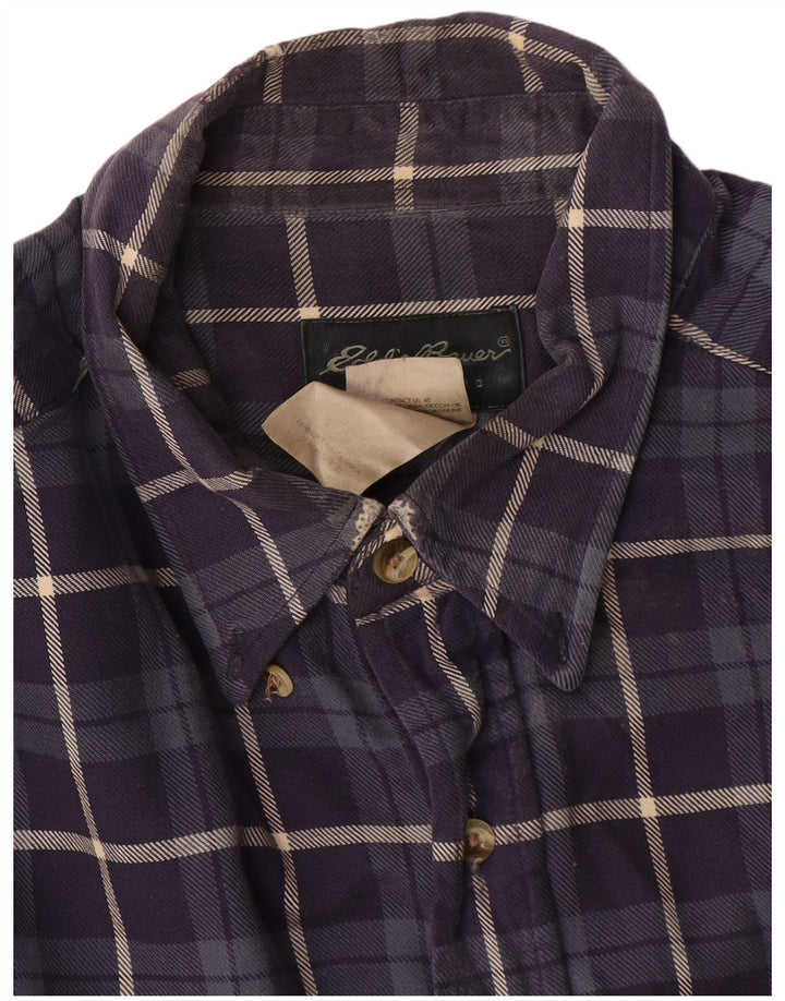Cămașă de flanel pentru bărbați Eddie Bauer, mare din bumbac cu carouri bleumarin