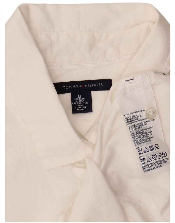 Bluză cămașă cu mânecă scurtă pentru femei TOMMY HILFIGER UK 14 Bumbac alb mediu