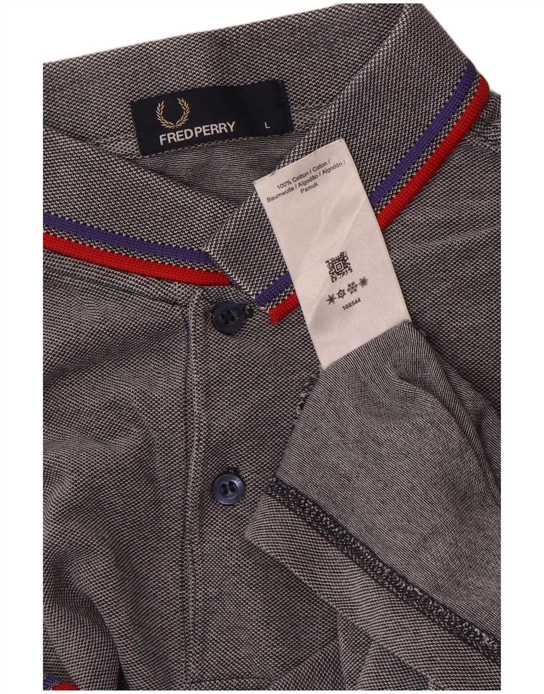 Cămașă polo Fred Perry pentru bărbați, bumbac cu dungi gri mari