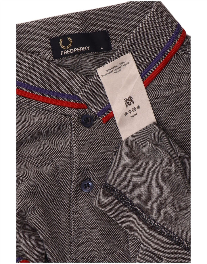 Cămașă polo Fred Perry pentru bărbați, bumbac cu dungi gri mari