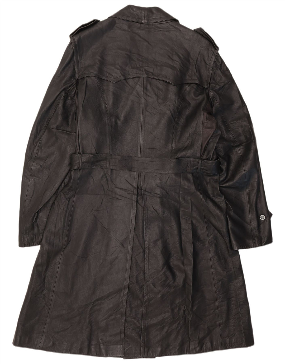Palton dublu din piele vintage pentru bărbați UK 38 mediu negru