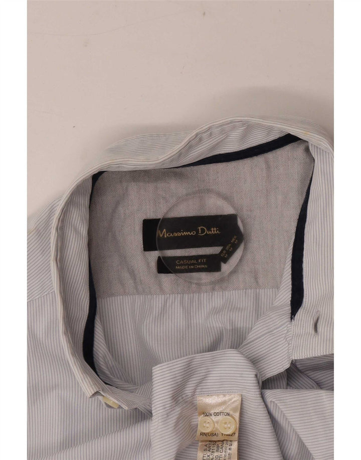 Cămașă Massimo Dutti pentru bărbați, cu culoarea casual, din bumbac cu dungi albastre medii