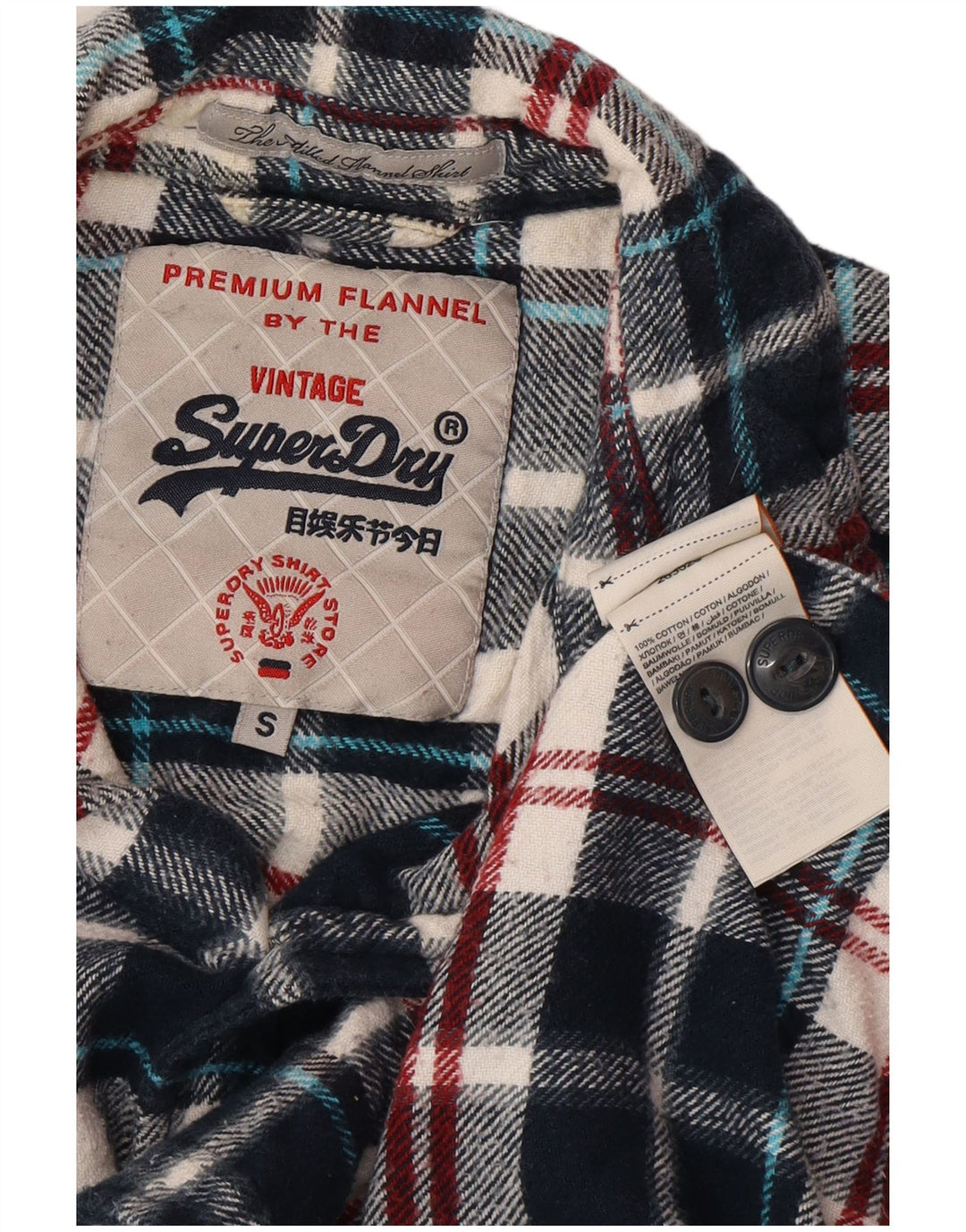 Cămașă de flanel pentru bărbați SUPERDRY, din bumbac cu carouri, albastru bleumarin