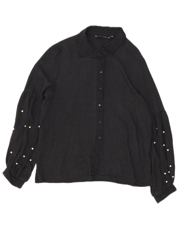 Bluză cămașă supradimensionată pentru femei ZARA UK 10 Mic, gri, viscoză