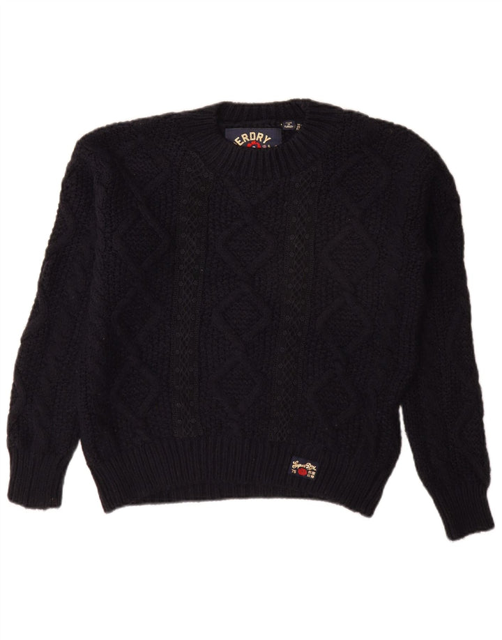 SUPERDRY Pulover supradimensionat cu gât de barcă pentru femei UK 8 Mic bleumarin