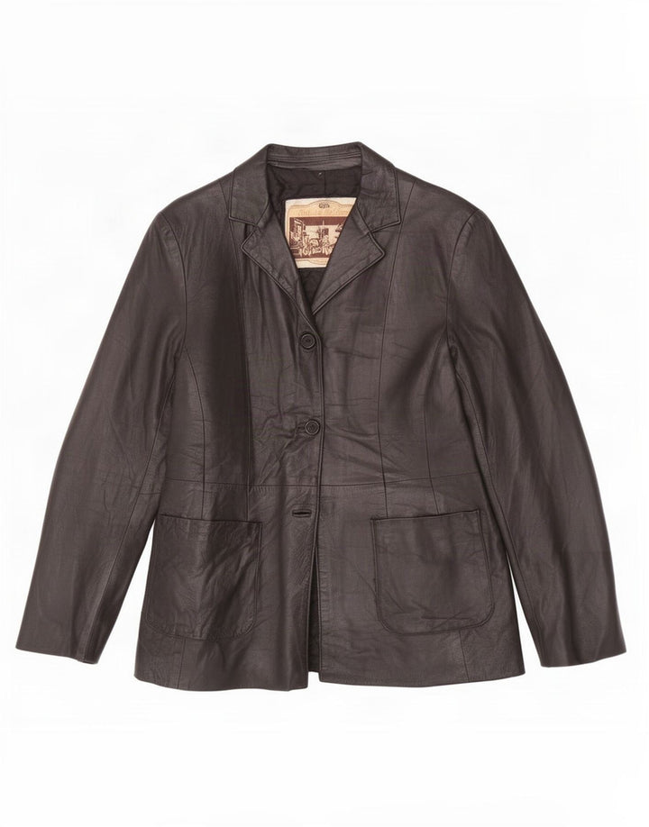 Jachetă Blazer din piele cu 2 nasturi Antica Pelleria IT 44 Medium Negru