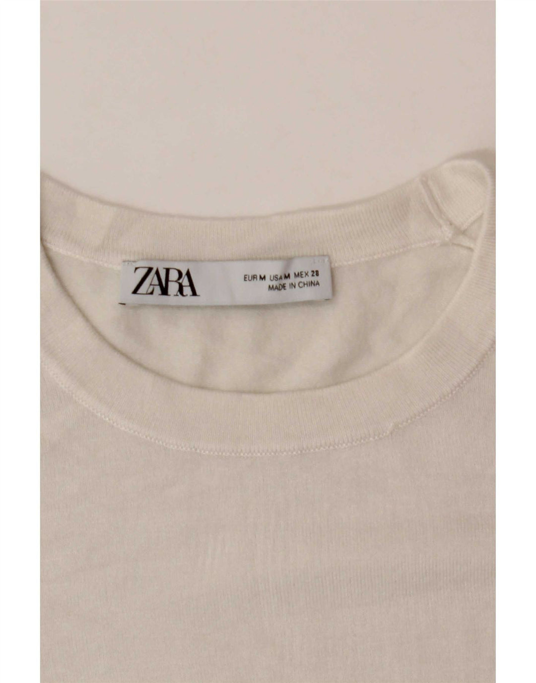 Pulover pentru damă Zara, cu gât turnut, alb mediu, UK 12