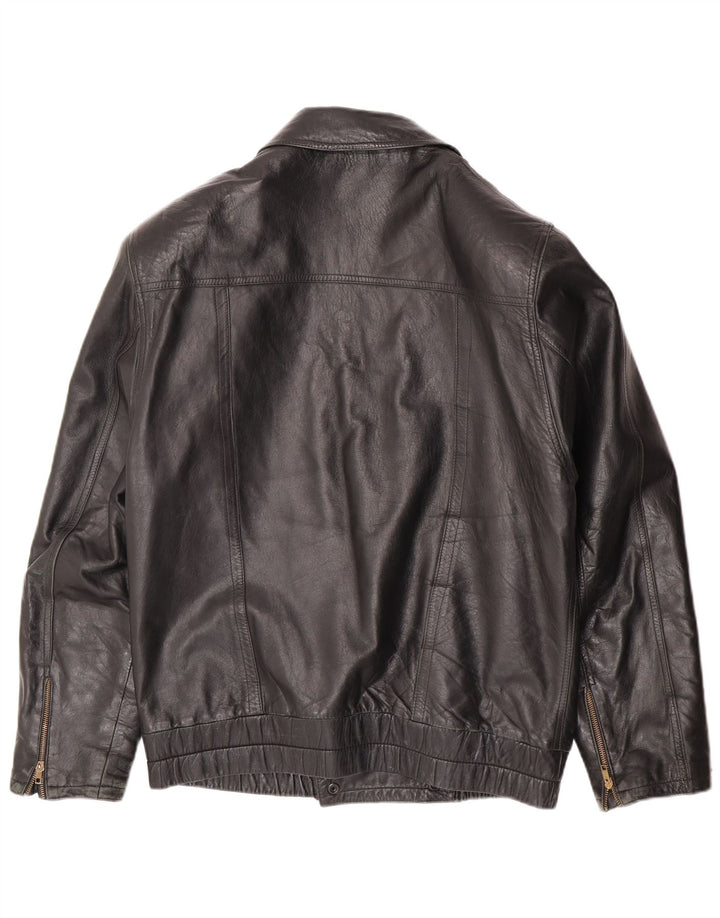 Jachetă de piele vintage pentru bărbați UK 36 Piele neagră mică