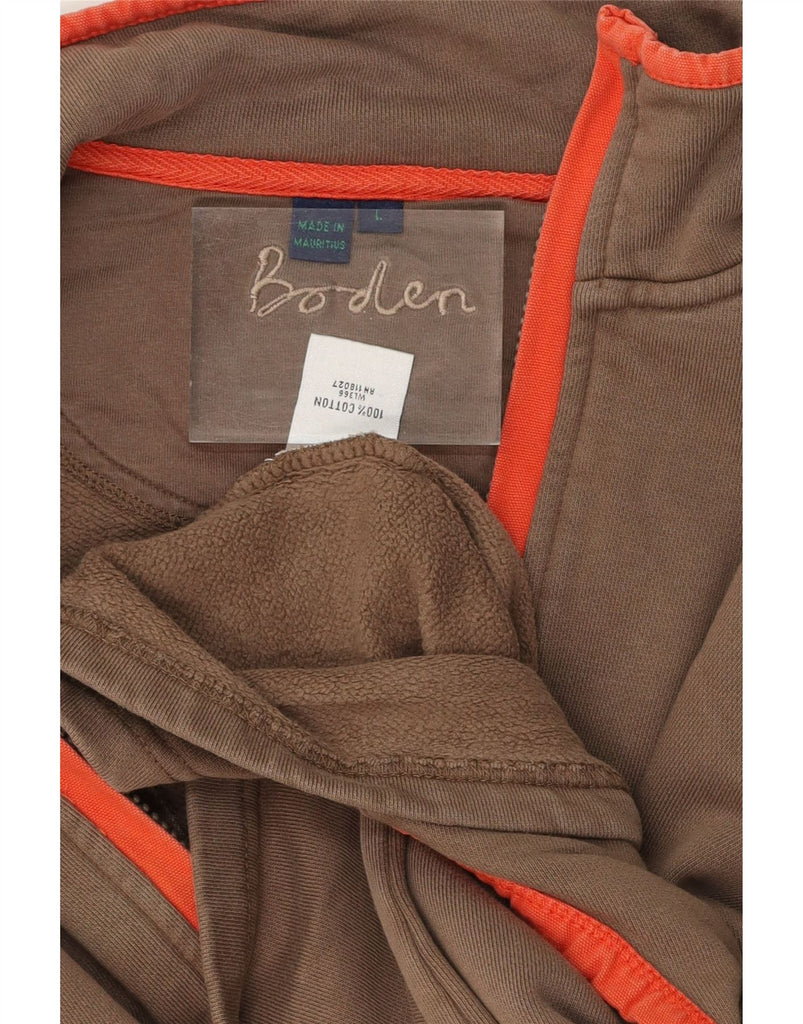 BODEN Womens Zip Neck Sweatshirt Jumper UK 16 Large Brown Cotton Vintage Boden and Second-Hand Boden from Messina Hembry 