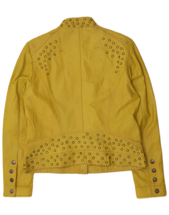 Jachetă de piele Biba pentru femei UK 14 Medium Yellow Spotted Leather