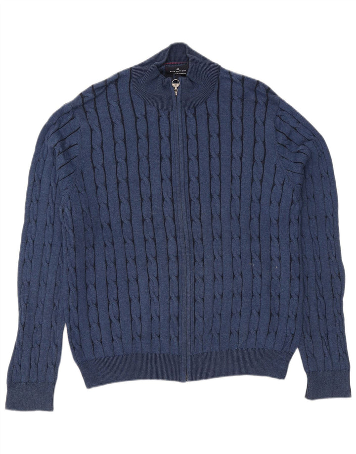 Marks & Spencer Pulover Cardigan Blue Harbour pentru bărbați, bumbac albastru mare