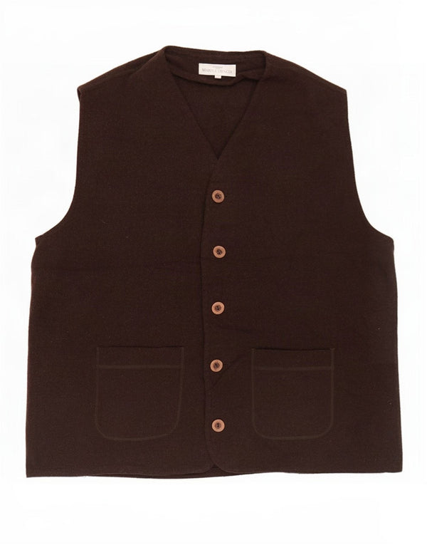Pulover cardigan fără mâneci pentru bărbați Marks & Spencer, XL, maro, lână